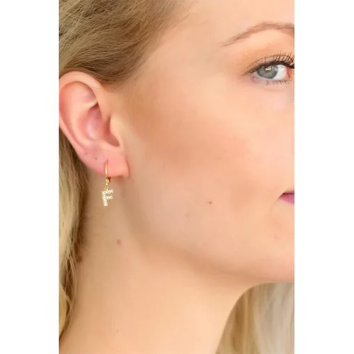 Mey İthalat® F Harf Bayan Küpe