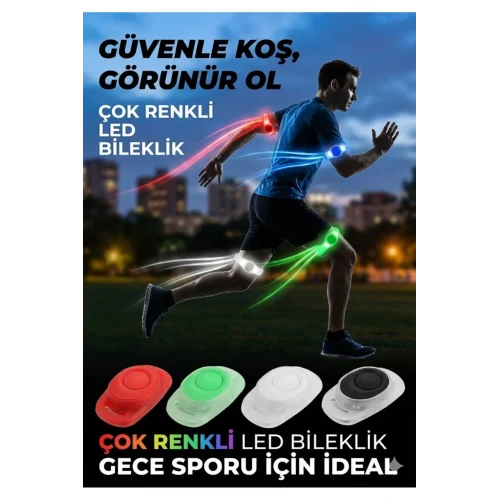 Mey İthalat® Gece Koşu Bilekliği: Su Geçirmez, 2 Fonksiyonlu, Işıklı Güvenlik Bandı