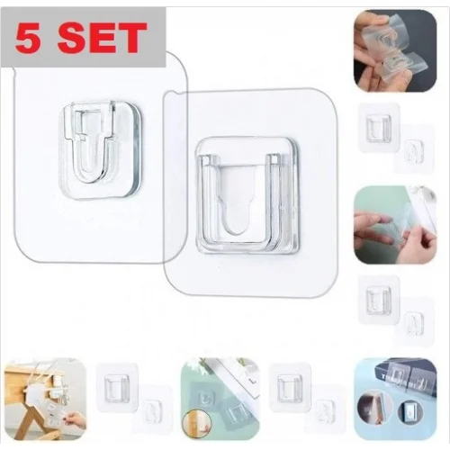 Mey İthalat® Geçmeli Klips Eşya Sabitleme Askısı 5 SET