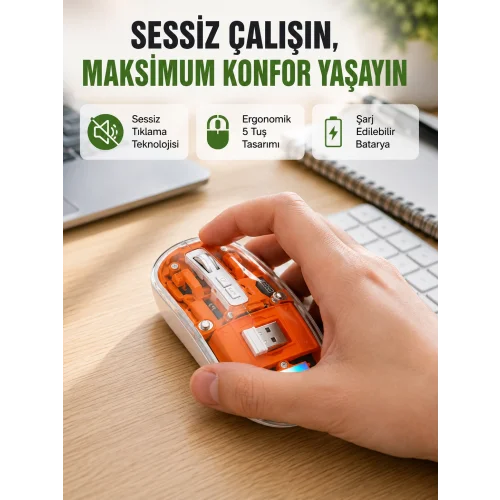 Mey İthalat® Geniş Uyumluluklu Kablosuz Fare – Windows, Mac, Linux Destekli Yeni Nesil