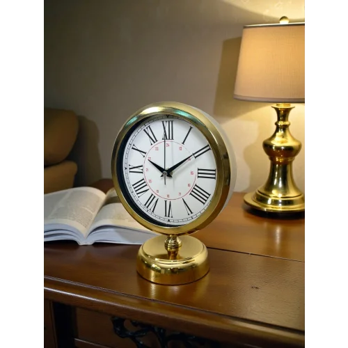 Mey İthalat® Gold Asaleti Roma 25 x 20 Cm Metal Masa Saati