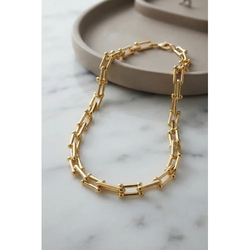 Mey İthalat® Gold Renk Pirinç Tifani Model Kadın Kolye