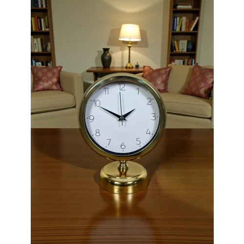 Mey İthalat® Golden Time 25 x 20 Cm Metal Masa Saati