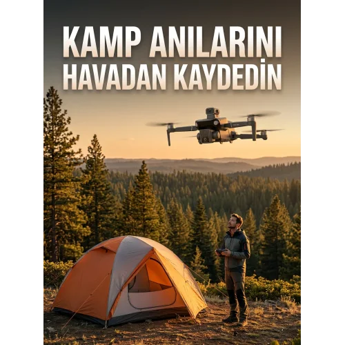 Mey İthalat® GPS Destekli Katlanabilir Çift Kameralı Drone Ekranlı Kumandalı