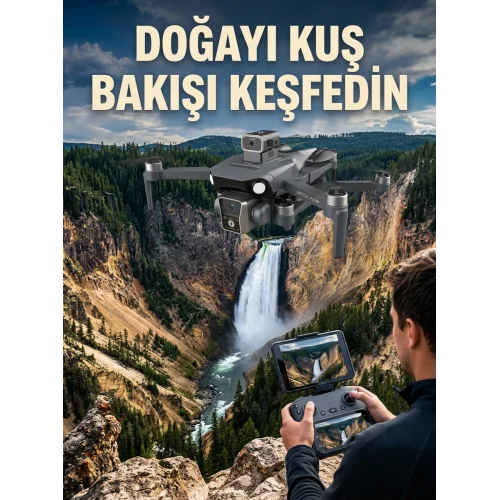 Mey İthalat® GPS Konumlandırmalı Çift Kameralı Drone Canlı Görüntü Aktarımlı