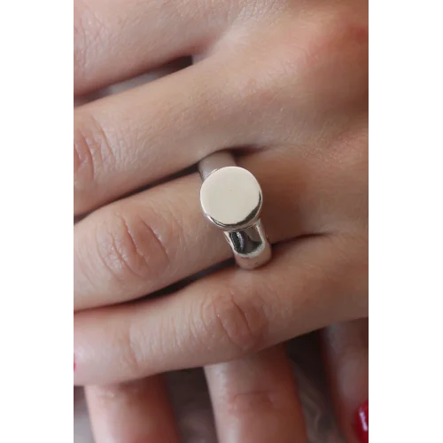 Mey İthalat® Gümüş Renk Daire Model Kadın Yüzük