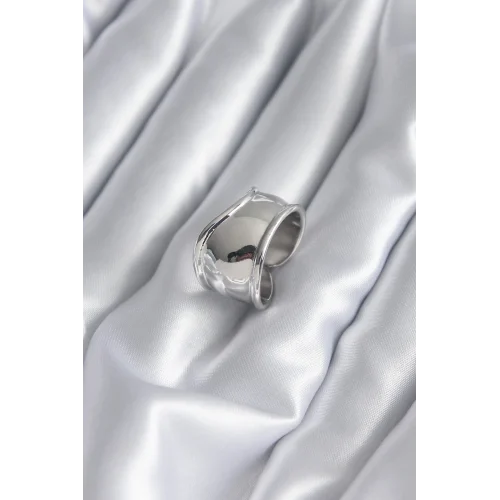 Mey İthalat® Gümüş Renk Plaka Kadın Yüzük