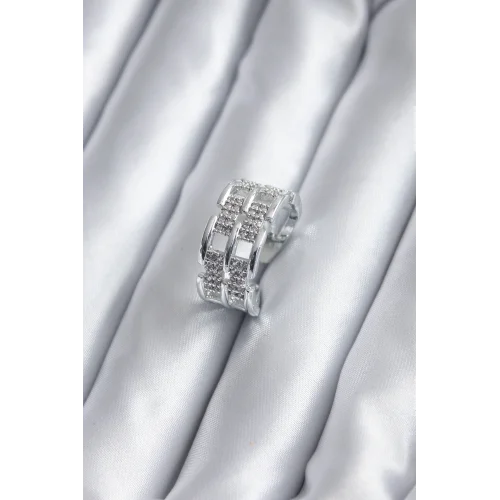 Mey İthalat® Gümüş Renk Zirkon Taşlı Kemer Model Kadın Yüzük