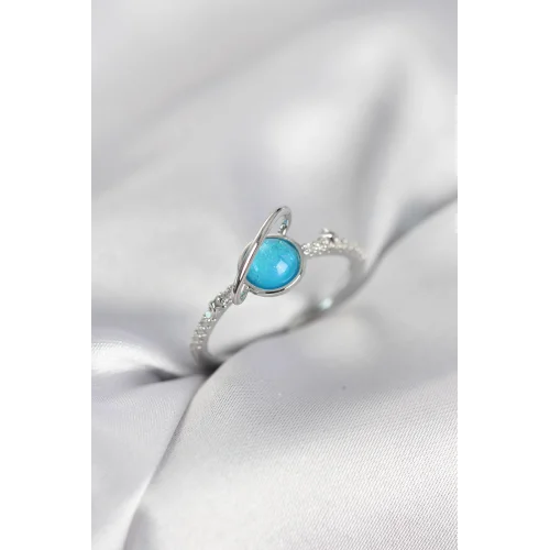 Mey İthalat® Gümüş Renk Zirkon Taşlı Satürn Model Kadın Yüzük