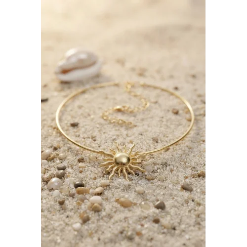 Mey İthalat® Güneş Model Gold Renk Choker Kadın Kolye