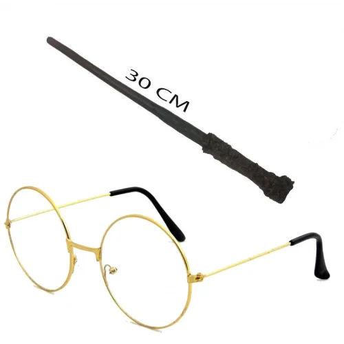 Mey İthalat® Harry Potter Asası 30 cm ve Metal Harry Potter Gözlüğü