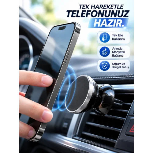 Mey İthalat® Havalandırma Izgarası İçin Manyetik Araç Telefon Tutucu