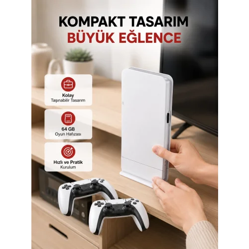 Mey İthalat® HDMI Çıkışlı Kablosuz 2 Kollu 4K Retro Oyun Kutusu