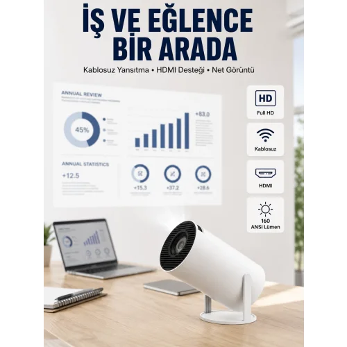 Mey İthalat® HDMI ve USB Girişli Uzun Ömürlü Ampullü Projeksiyon