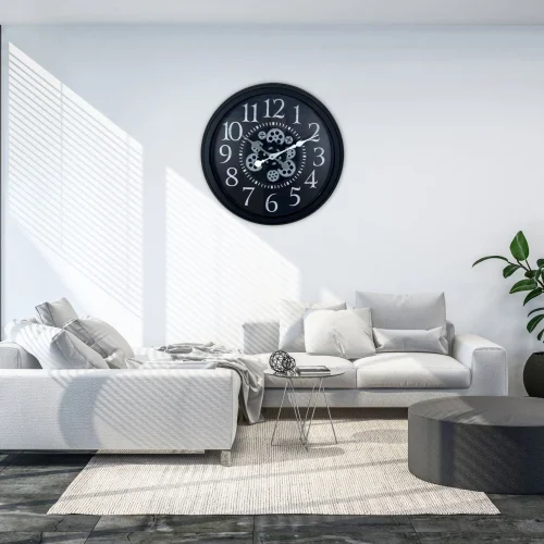Mey İthalat® Heritage Black 60 Cm Çarklı Duvar Saati