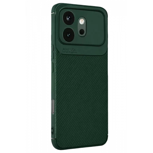 Mey İthalat®  Huawei Honor 600 Auto Focus Karbon Kapak - Koyu Yeşil