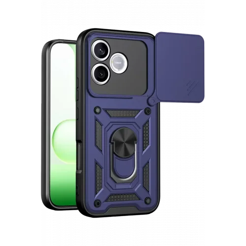 Mey İthalat®  Huawei Honor 600 Lite Pars Lens Yüzüklü Silikon - Lacivert