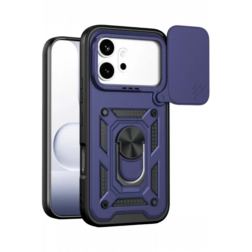 Mey İthalat®  Huawei Honor 600 Pars Lens Yüzüklü Silikon - Lacivert