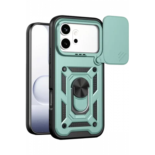 Mey İthalat®  Huawei Honor 600 Pars Lens Yüzüklü Silikon - Yeşil