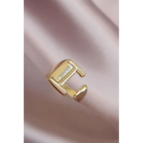 Mey İthalat® I Harfli Altın Renk Ayarlamalı Metal Kadın Yüzük