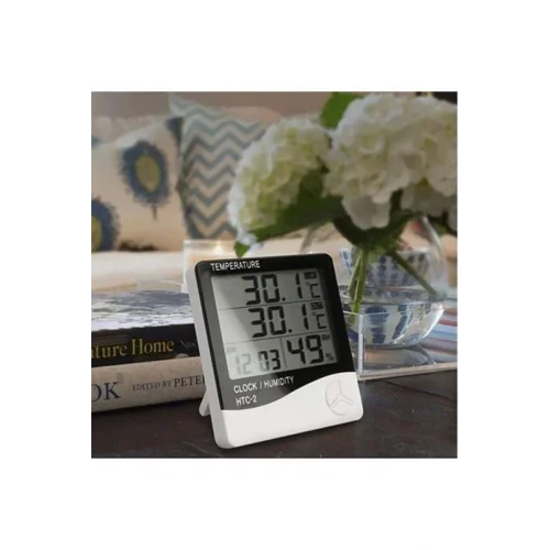 Mey İthalat® İç ve Dış Ortam Sıcaklığını Ölçebilen LCD Ekran Saat Göstergeli Alarmlı Nem Ölçer Termometre