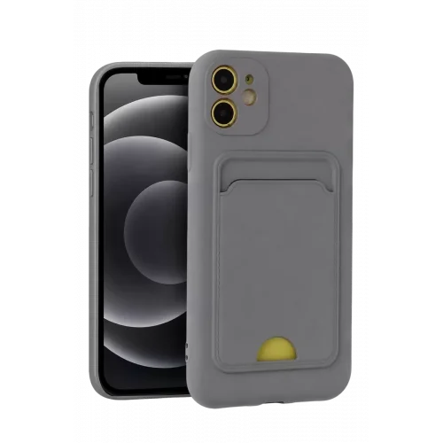 Mey İthalat® iPhone 11 Kılıf Kelvin Kartvizitli Silikon - Gri