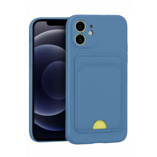 Mey İthalat®   iPhone 11 Kılıf Kelvin Kartvizitli Silikon - Mavi