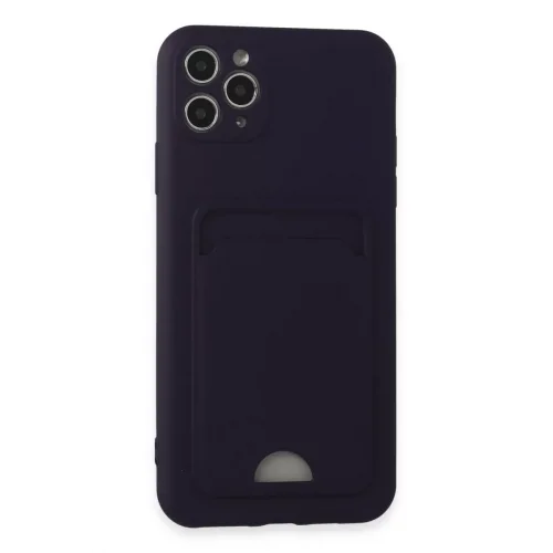 Mey İthalat®   iPhone 11 Pro Max Kılıf Kelvin Kartvizitli Silikon - Derin Mor