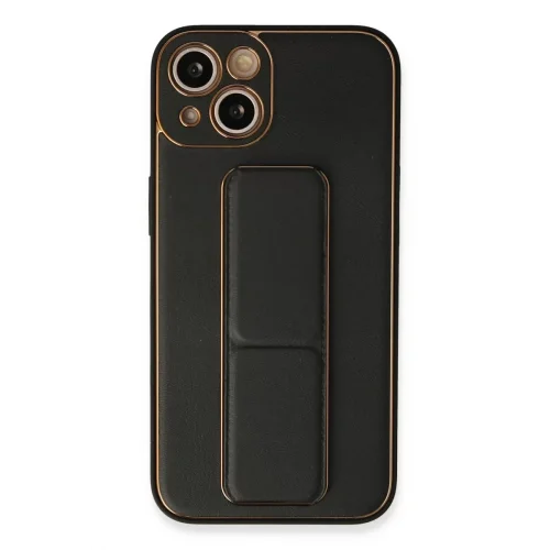 Mey İthalat®   iPhone 13 Kılıf Coco Deri Standlı Kapak - Siyah