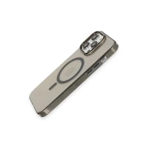Mey İthalat®  iPhone 13 Pro Max Kılıf Tron Şeffaf Magsafe Kapak - Siyah