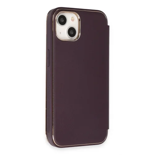 Mey İthalat®  iPhone 14 Kılıf Dolpin Kapaklı - Derin Mor
