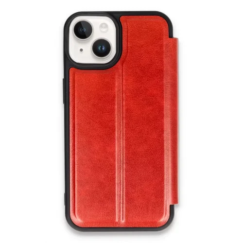 Mey İthalat®   iPhone 14 Kılıf Flip Cover - Kırmızı