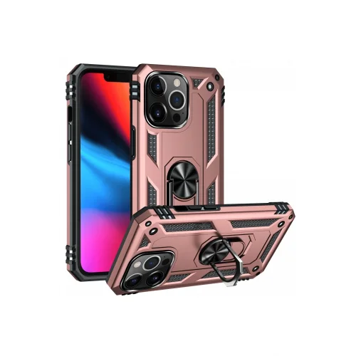 Mey İthalat®  iPhone 14 Pro Max Kılıf Sofya Yüzüklü Silikon Kapak - Rose