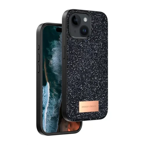 Mey İthalat®   iPhone 15 Bright Simli Kapak - Siyah