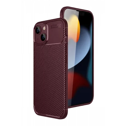 Mey İthalat®   iPhone 15 Kılıf Auto Focus Karbon Kapak - Bordo