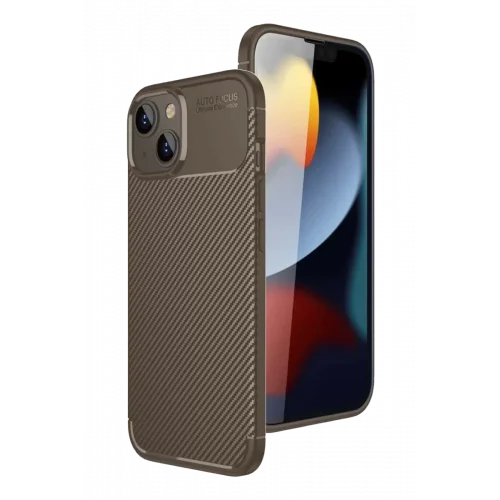 Mey İthalat®   iPhone 15 Kılıf Auto Focus Karbon Kapak - Kahverengi