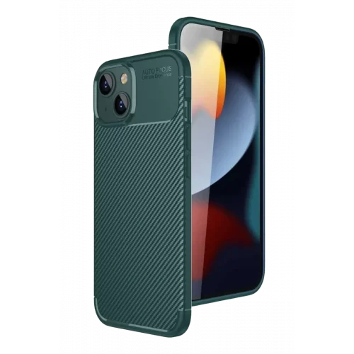 Mey İthalat® iPhone 15 Kılıf Auto Focus Karbon Kapak - Yeşil