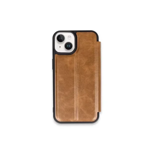 Mey İthalat®   iPhone 15 Kılıf Flip Cover - Taba
