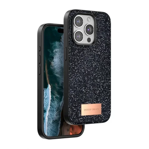 Mey İthalat®   iPhone 15 Pro Max Bright Simli Kapak - Siyah