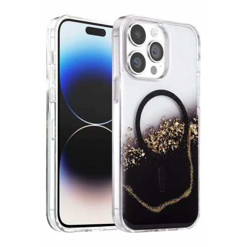 Mey İthalat®   iPhone 15 Pro Max Lotus Simli Magsafe Kapak - Siyah