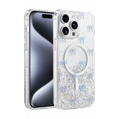 Mey İthalat®   iPhone 15 Pro Max Misk Simli Magsafe Kapak - Desen 3