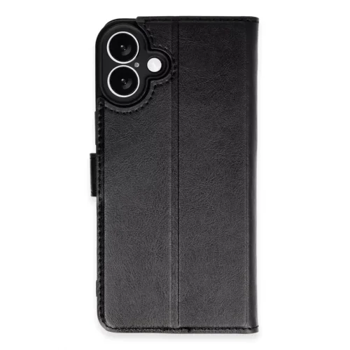Mey İthalat®   iPhone 16 Kılıf Trend S Plus Kapaklı Kılıf - Siyah