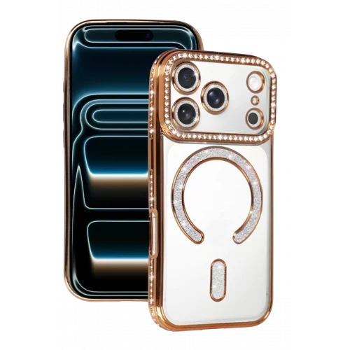 Mey İthalat®   iPhone 17 Pro Max Joke Simli Magneticsafe Kılıf - Turuncu