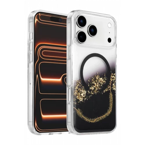 Mey İthalat®   iPhone 17 Pro Max Lotus Simli Magsafe Kapak - Siyah
