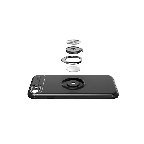 Mey İthalat®   iPhone 7 Kılıf Range Yüzüklü Silikon - Kırmızı