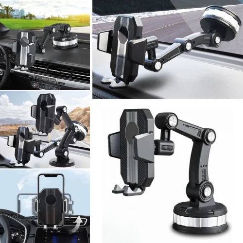 Mey İthalat® Jel Vantuzlu Cama Takılabilen Güçlü 360 Derece Dönebilen Ayarlanabilir Araç Içi Vantuzlu Telefon Tutucu