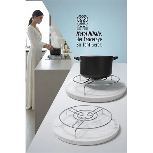 Mey İthalat® Juliette Serisi Krom Metal Nihale - 19 cm Isıya Dayanıklı Lüks Tencere Altlığı