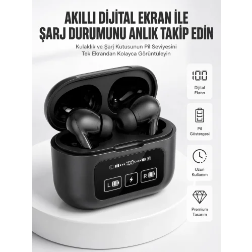 Mey İthalat® Kablosuz Bluetooth Kulaklık Pro Yeni Nesil Dokunmatik Kontrol