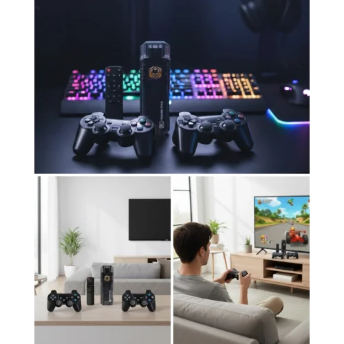 Mey İthalat® Kablosuz Gamepad Denetleyici Çift Sistem Retro Oyun Konsolu HDMI Uyumlu HD Çıkışlı