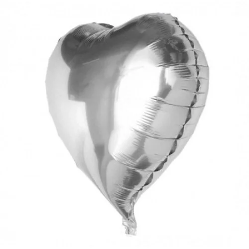 Mey İthalat® Kalp Folyo Balon Gümüş 60 cm 24 inç